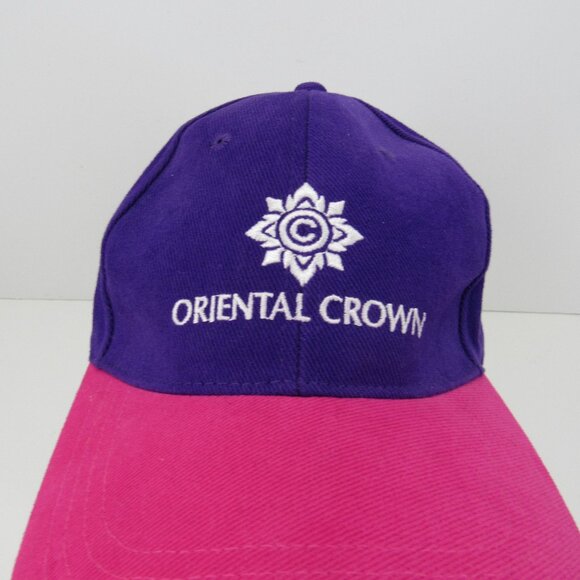 Oriental Crown Embroidered Logo Women's Purple & Pink Adj Strap Back Cap Hat - Picture 1 of 8
